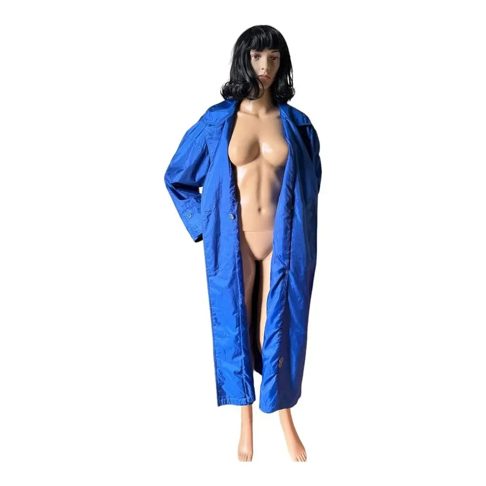 Vintage Raingear 80s Royal Blue Raincoat Trench Raglan Size M